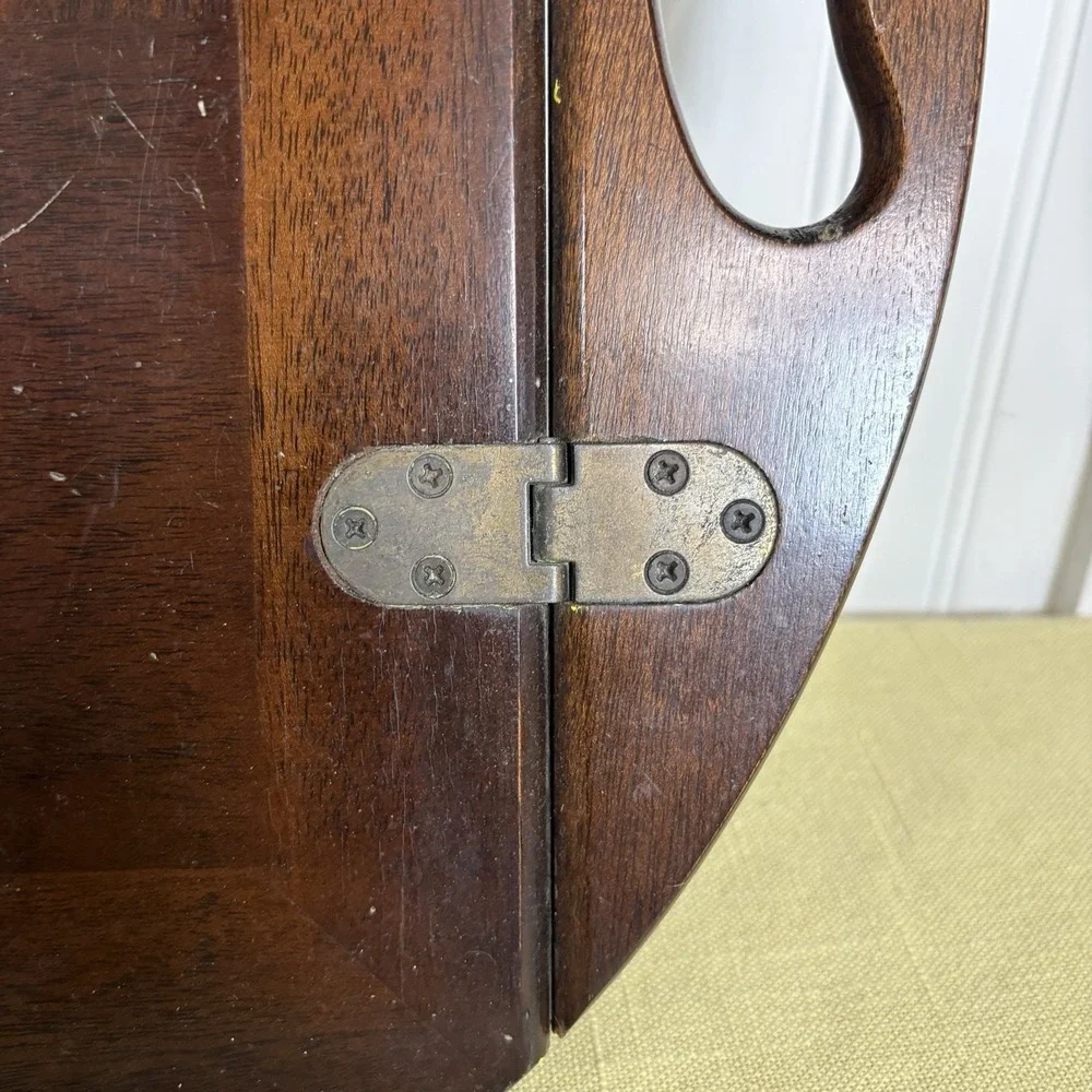 Vintage Mahogany Butlers Tray Folding Handles With Brass Hinges 70s - Tray Only